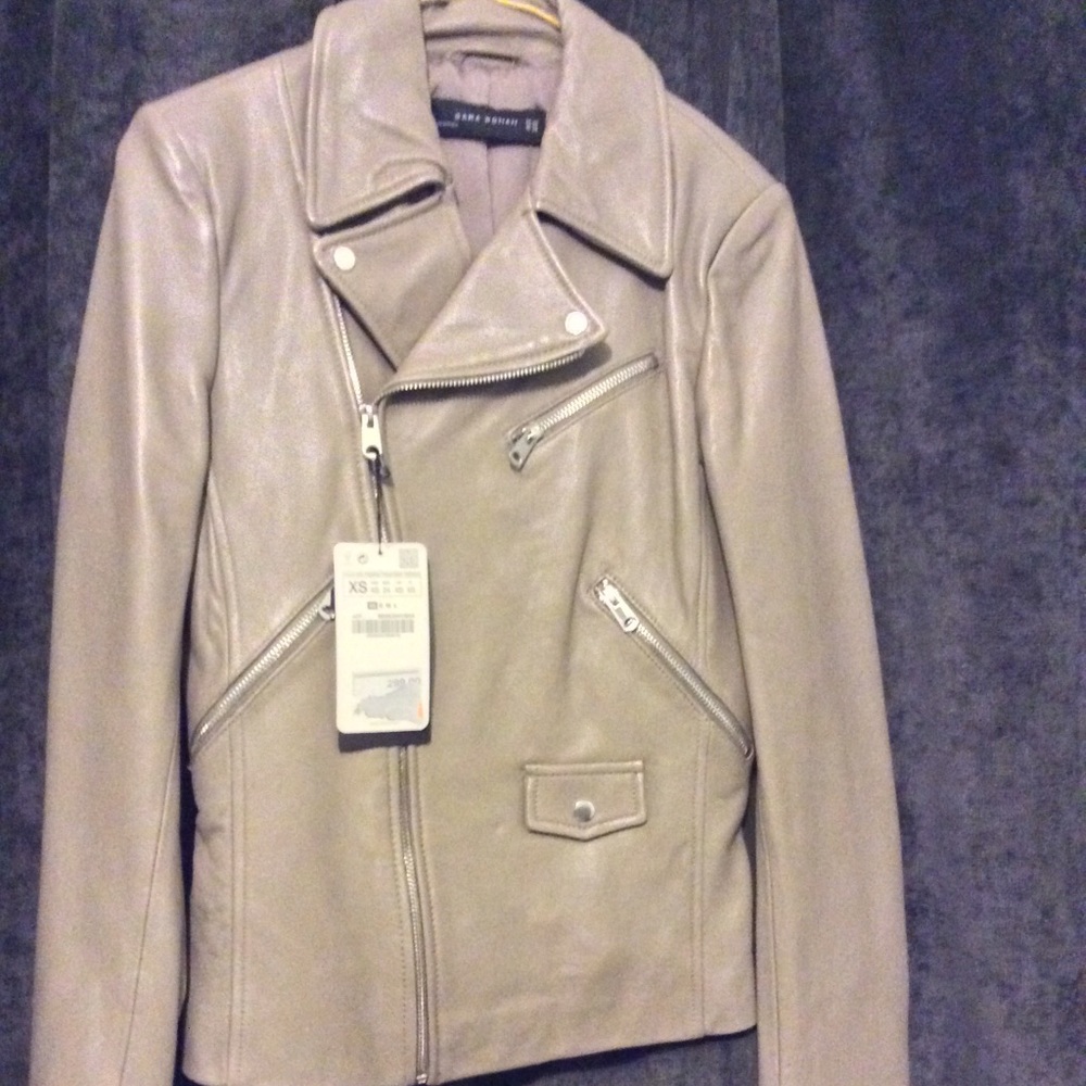 Zara leather motorcycle jacket.